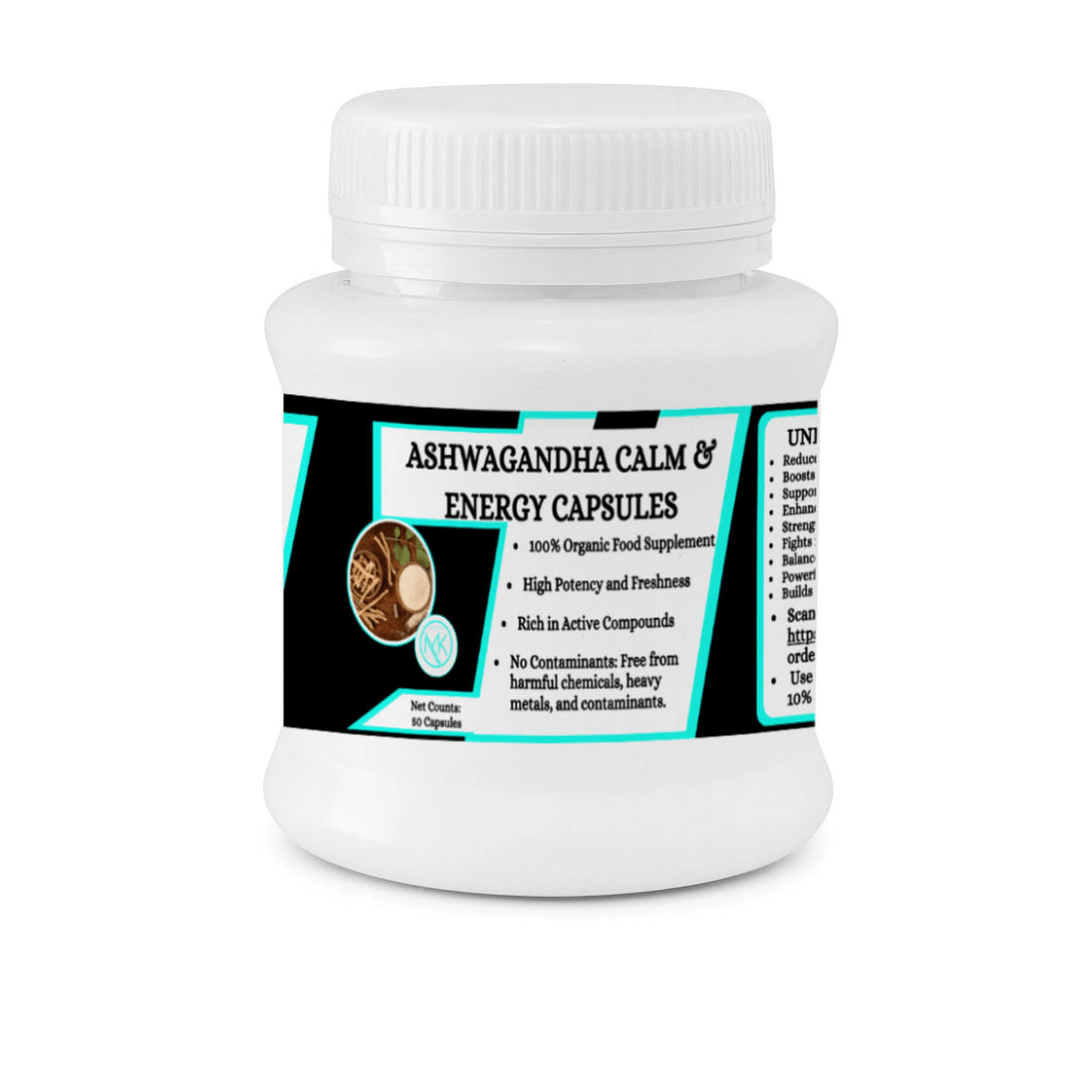 Ashwagandha Calm & Energy Capsules - Natural stress relief & daily vitality - 50 Capsules