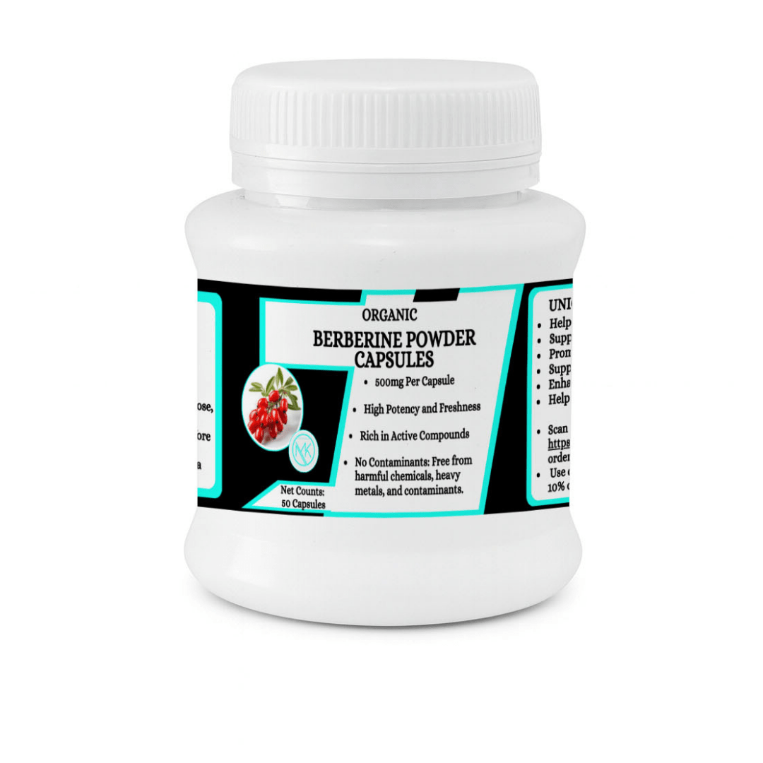 Berberine (20%) Powder Capsules - Helps maintain healthy blood sugar levels - 50 Capsules