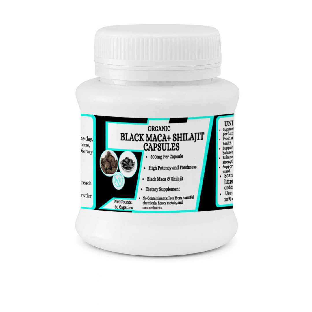 Black Maca & Shilajit Capsules - Supports Energy & Stamina - 50 Capsules