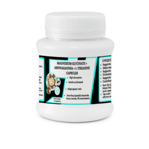 Magnesium Glycinate + Ashwagandha + L-Theanine Capsules - Natural support for calm, relaxation, and everyday stress balance.