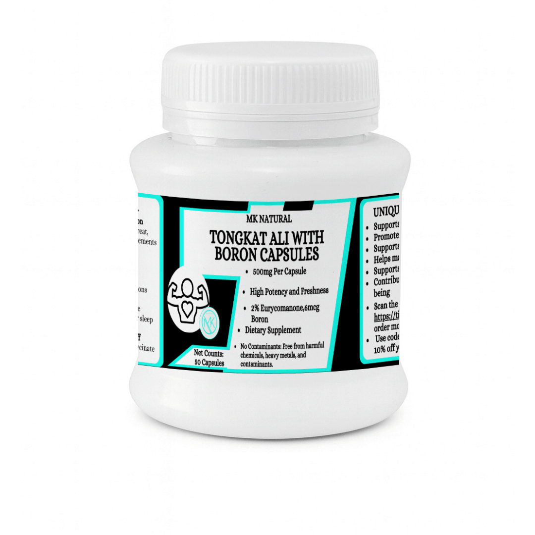 Tongkat Ali (2%Eurycomanone ) with Boron (6mcg) Capsules - Last for 60 Days
