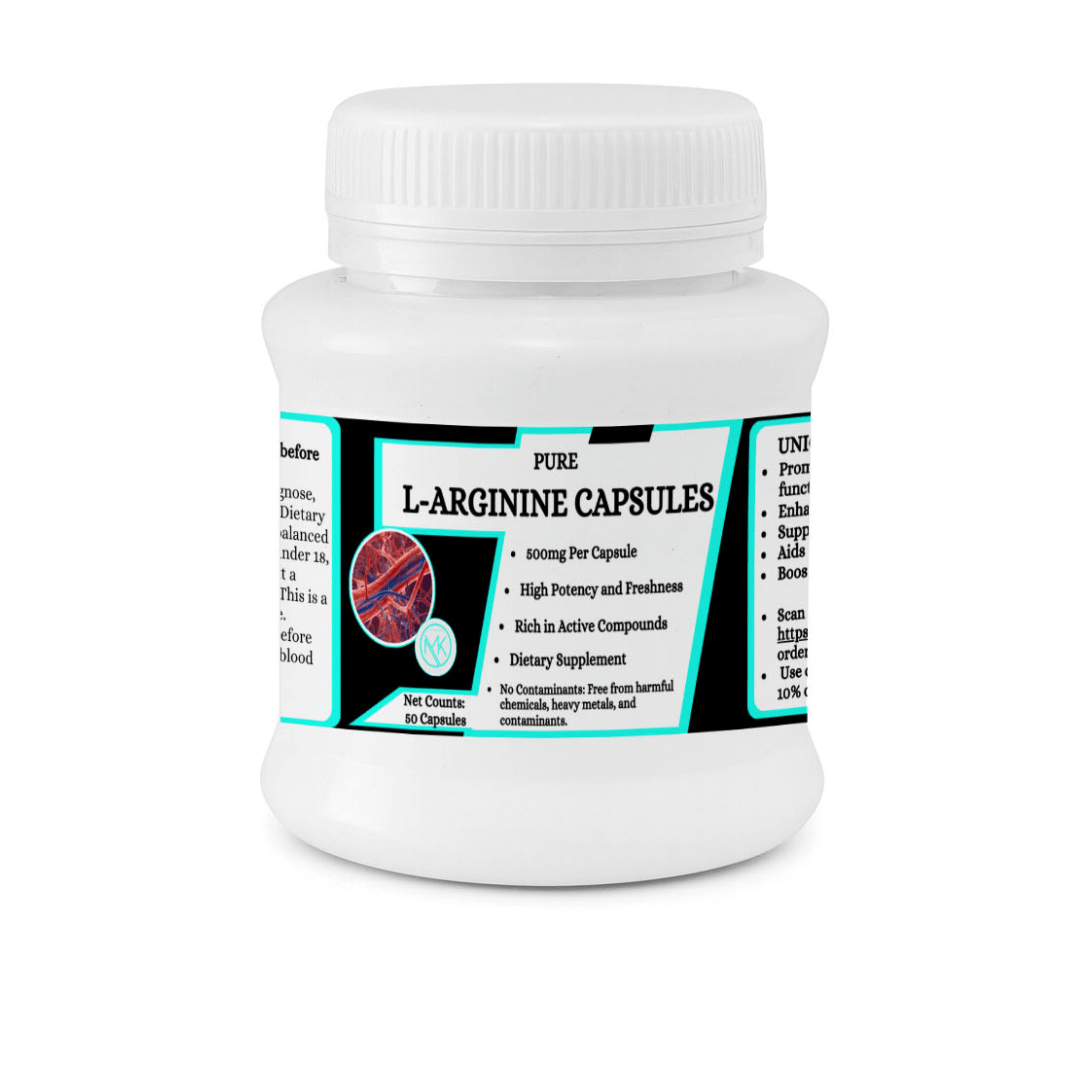 L-Arginine Capsules - Circulation, Energy & Performance Support,50 Capsules
