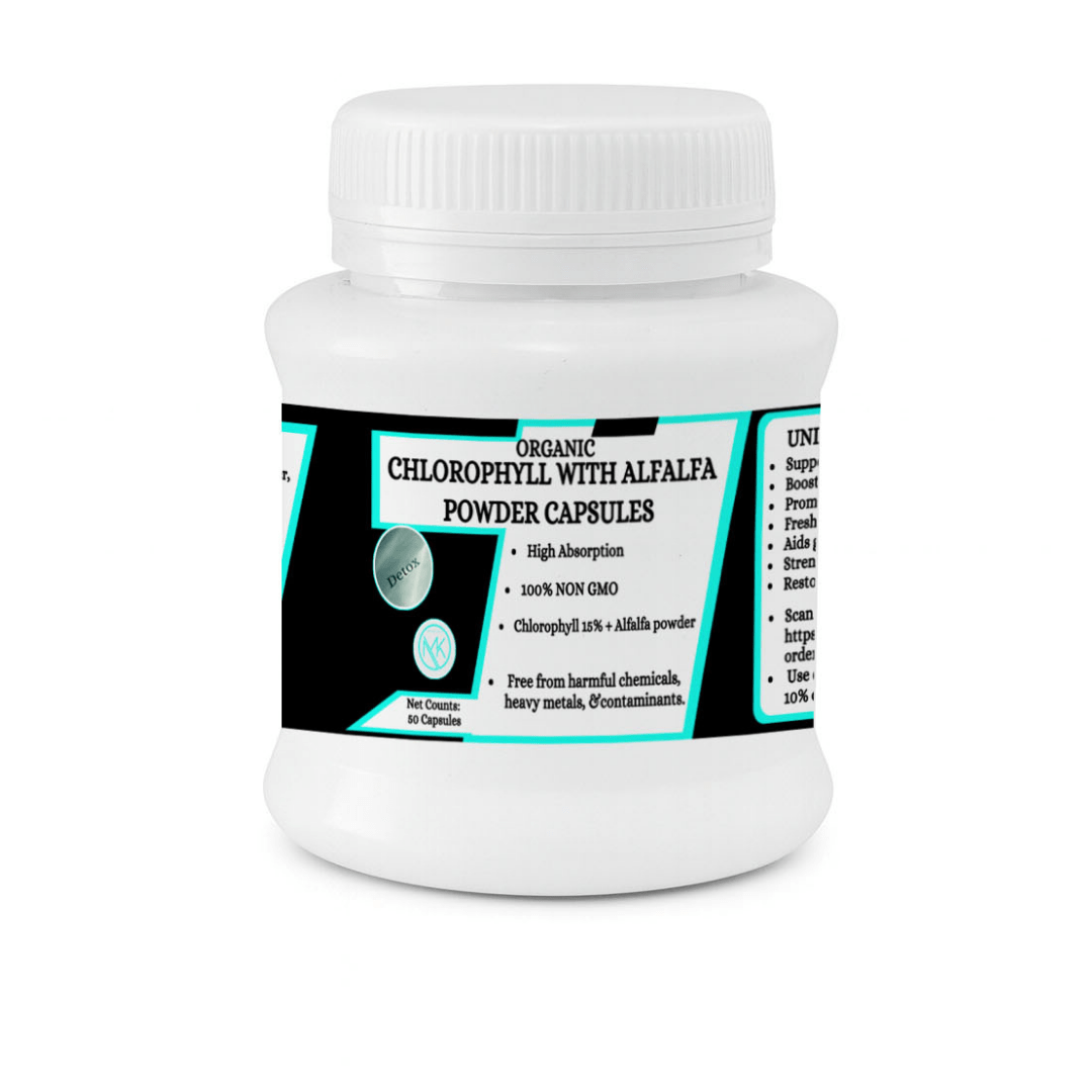 Organic Chlorophyll with Alfalfa Capsules -Freshens Breath & Body,Supports Natural Detox - 50 Capsules