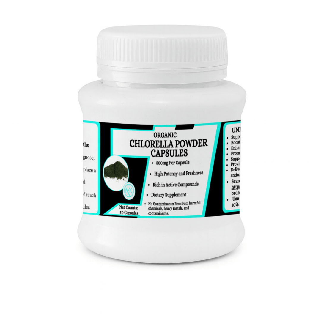 Chlorella Powder Capsules - Supports gentle detox and removal of heavy metals - 50 Capsules