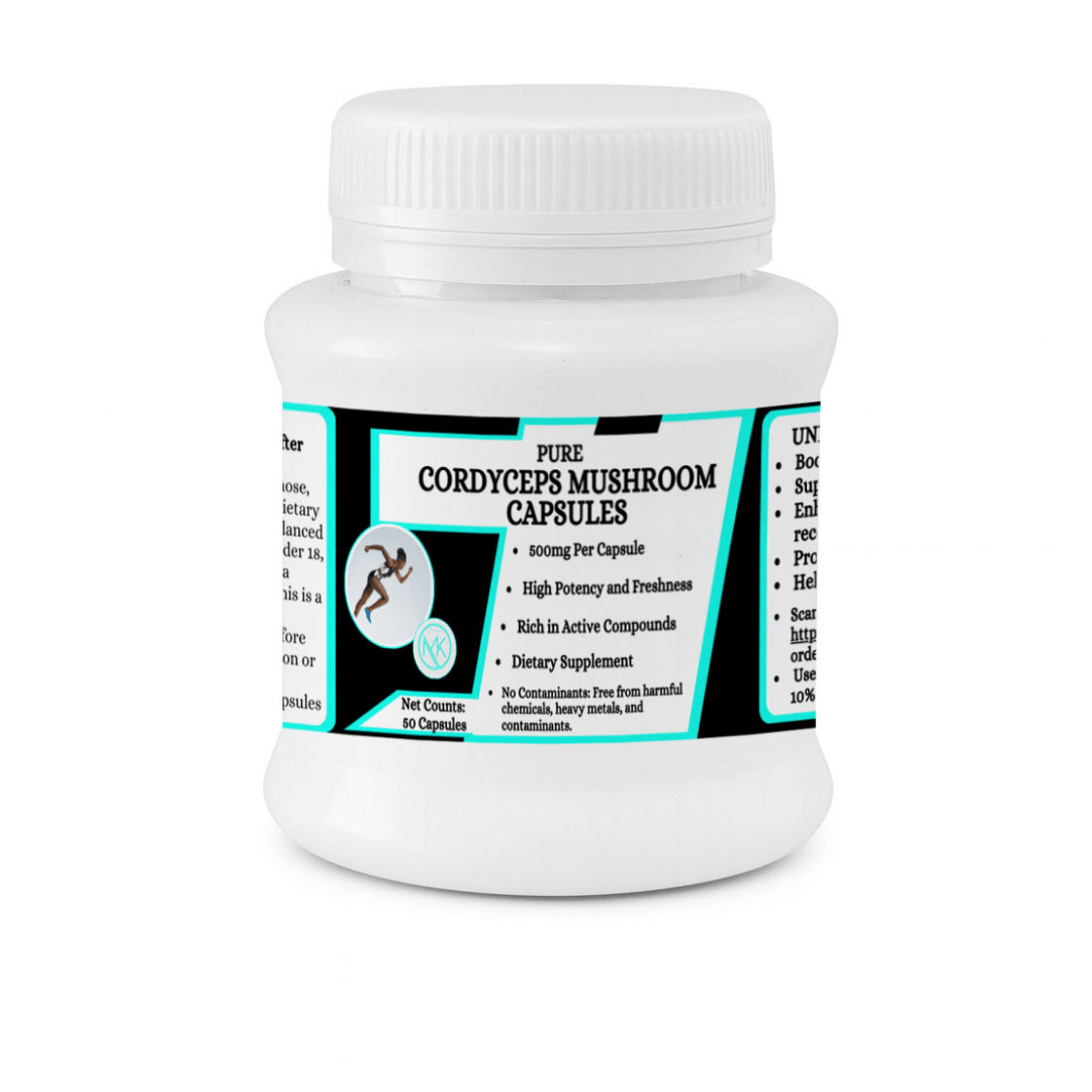 Cordyceps Mushroom Capsules - Natural Energy & Endurance Booster,50 Capsules