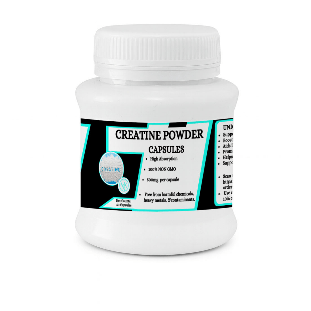 Creatine Powder Capsules - Supports increased muscle strength and power - 50 Capsules