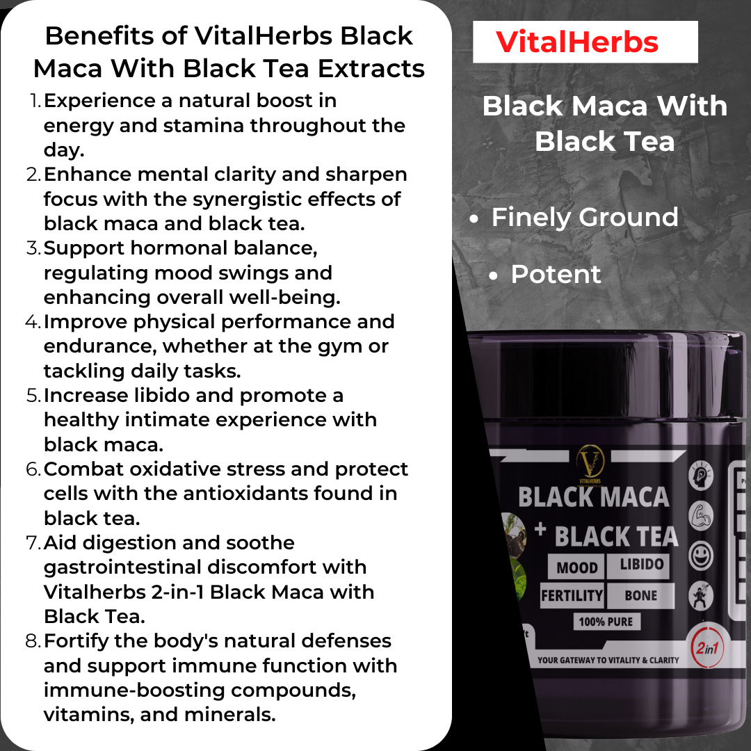 Black Maca With Black Tea Extract Powder – 100g - Image 2