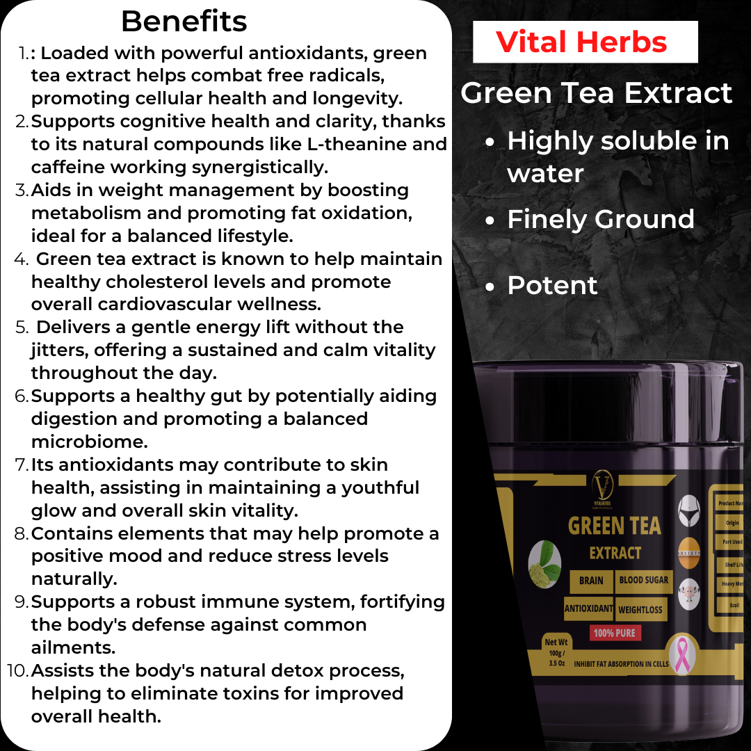 Green Tea Extract Powder – 100g - Image 2