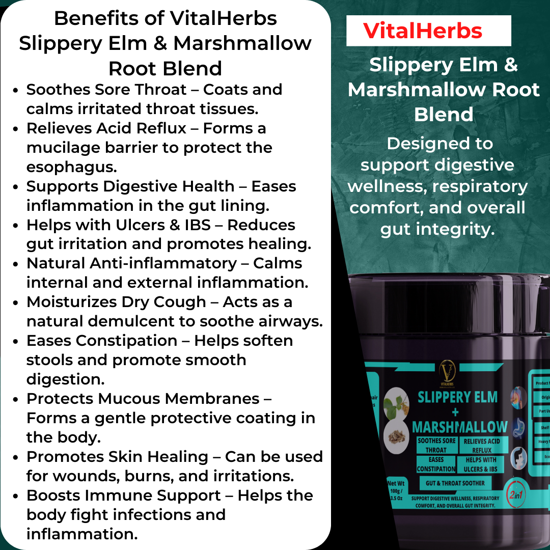 Slippery Elm & Marshmallow Root Extract Blend Powder – 100g - Image 2