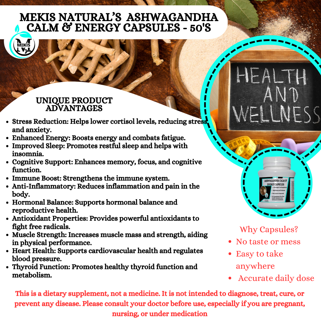 Ashwagandha Calm & Energy Capsules - Natural stress relief & daily vitality - 50 Capsules - Image 2