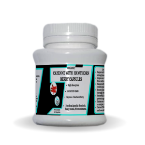 Organic Cayenne with Hawthorn Berry Capsules -Supports healthy blood flow - 50 Capsules - last almost a month