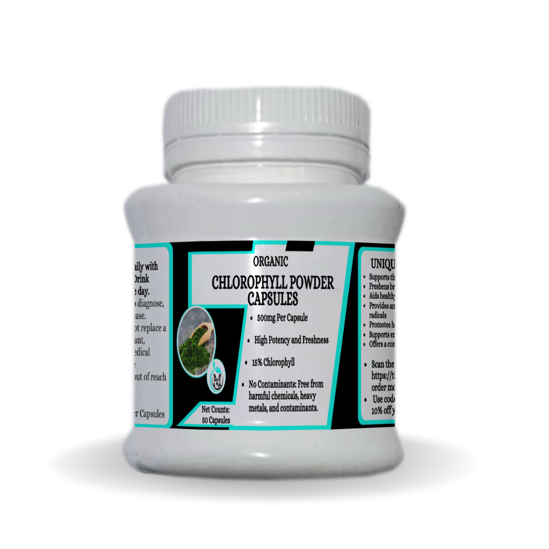 Chlorophyll Powder Capsules - Supports the body–s natural detoxification - 50 Capsules