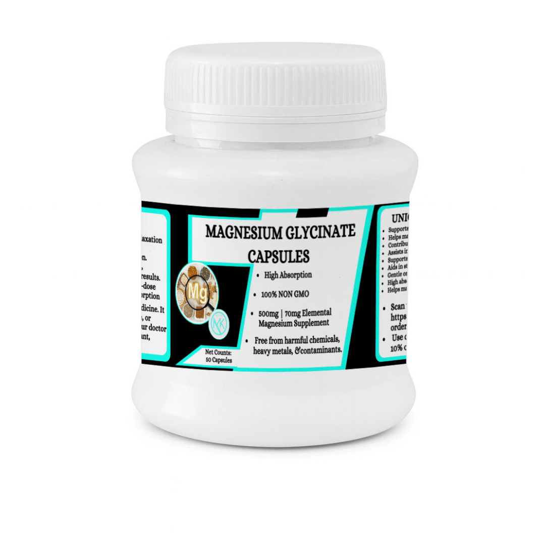 Magnesium Glycinate Capsules - Supports relaxation and promotes restful sleep. - 50 Capsules