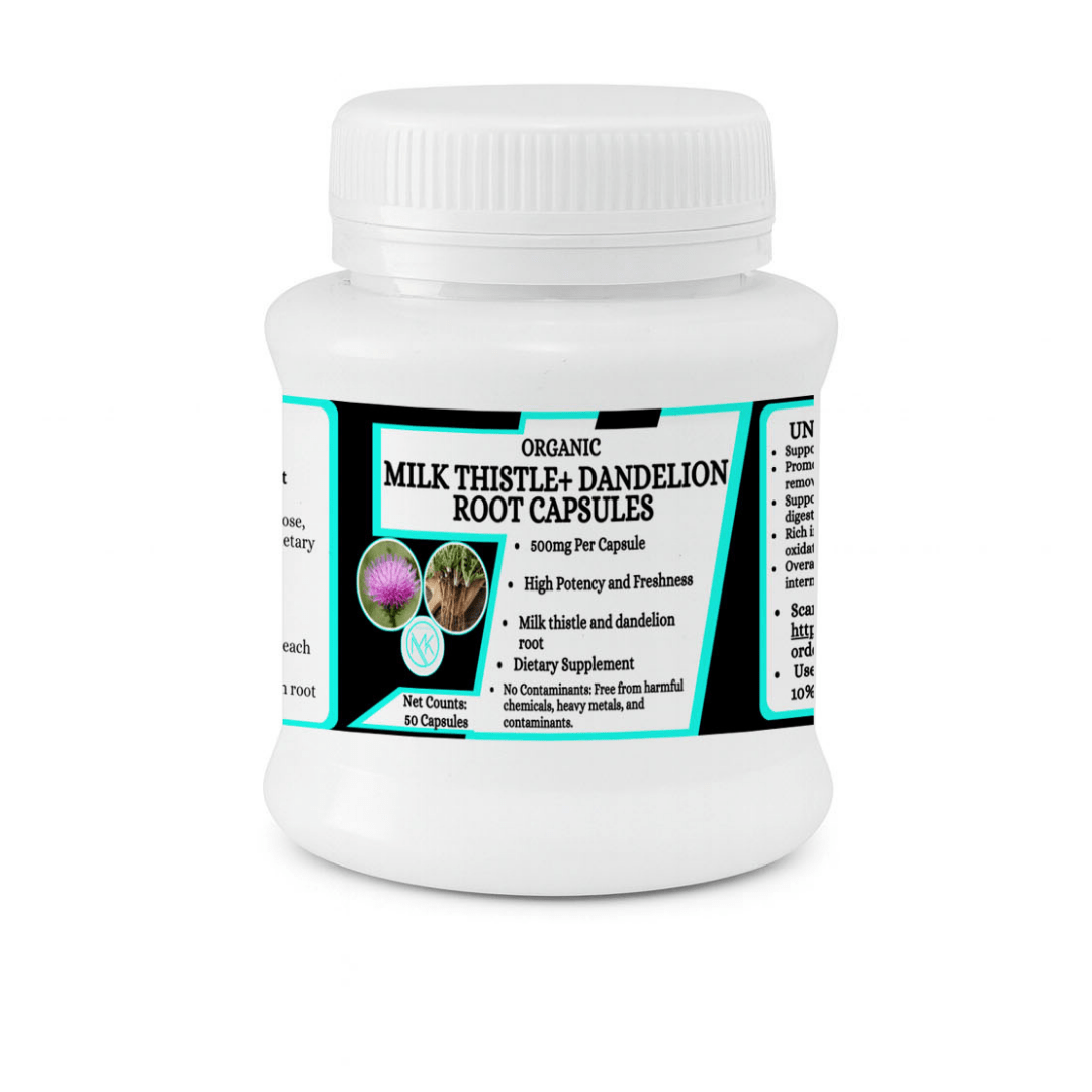Milk Thistle with Dandelion Root Capsules - Supports liver health and detoxification. - 50 Capsules
