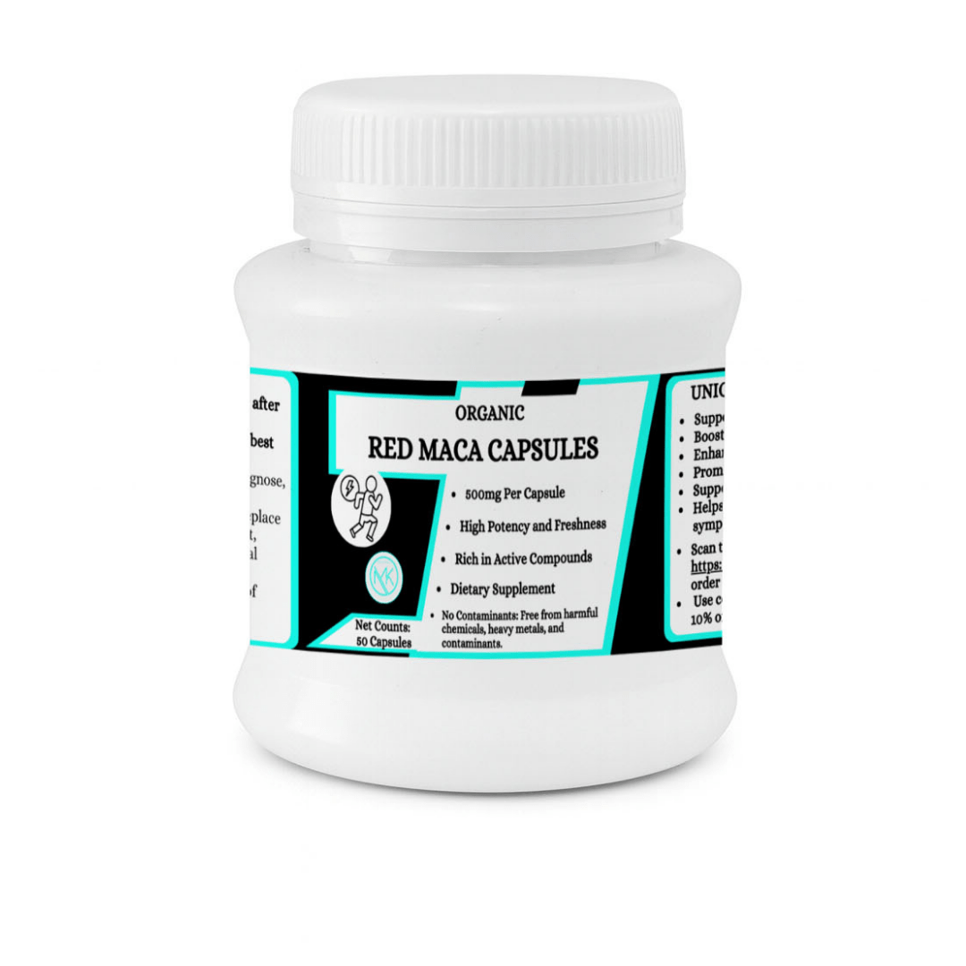 Red Maca Capsules - Energy, Hormone Balance & Vitality Support,50 Capsules