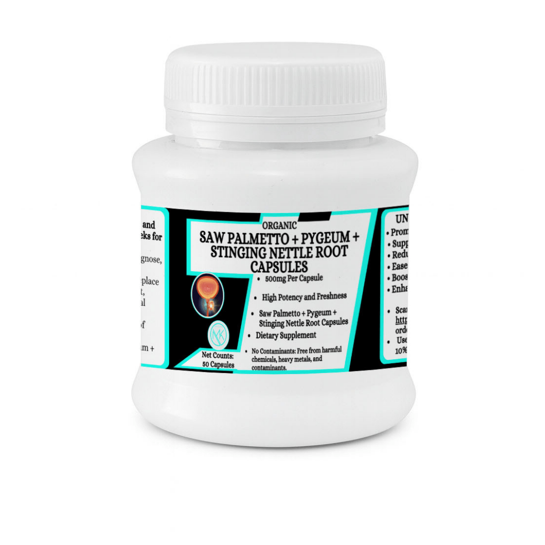 Saw Palmetto + Pygeum + Stinging Nettle Root Capsules - Prostate & Urinary Support for Men,50 Capsules