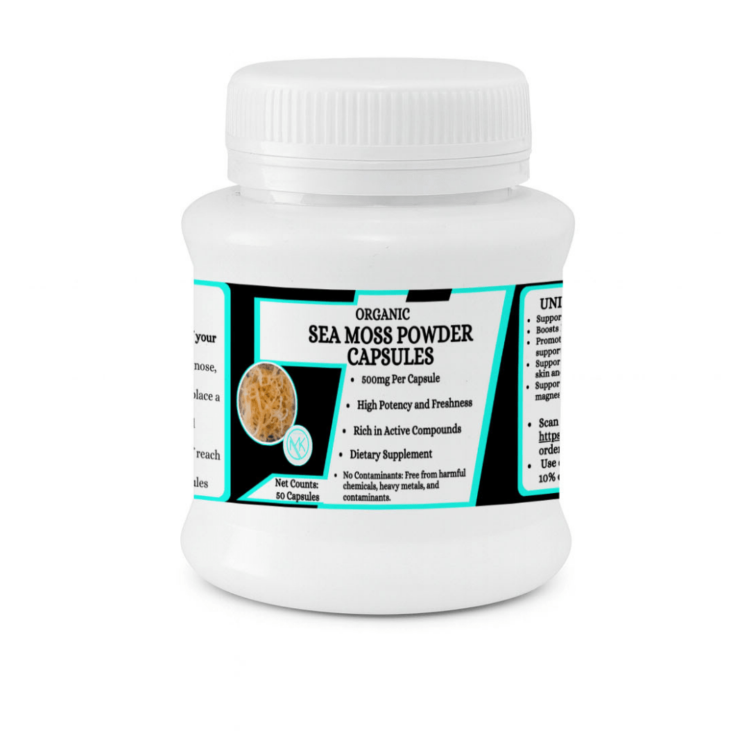Sea Moss Powder Capsules - A nutrient-rich seaweed packed with minerals, vitamins, and antioxidants. - 50 Capsules