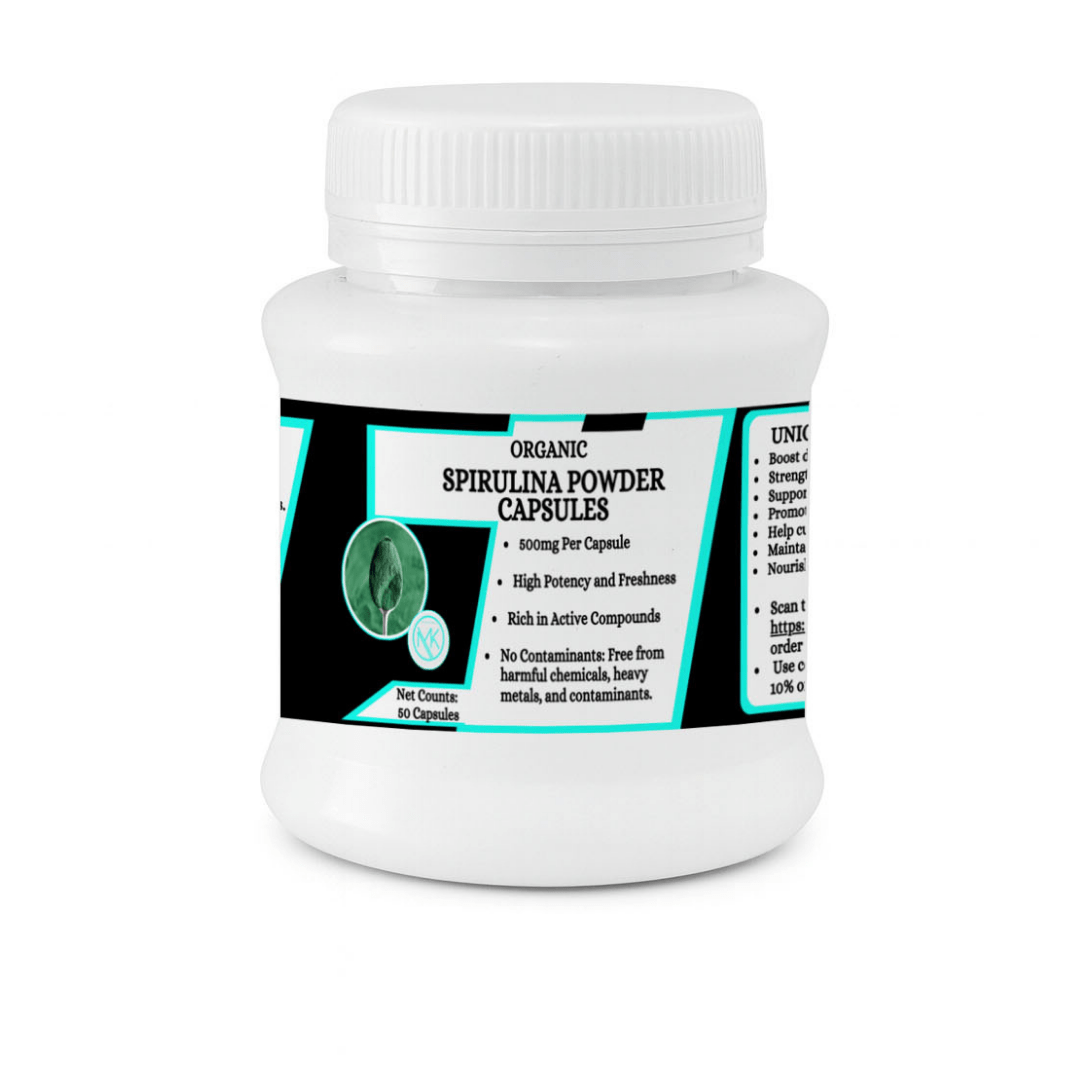 Spirulina Powder Capsules - Support natural detox and liver health - 50 Capsules